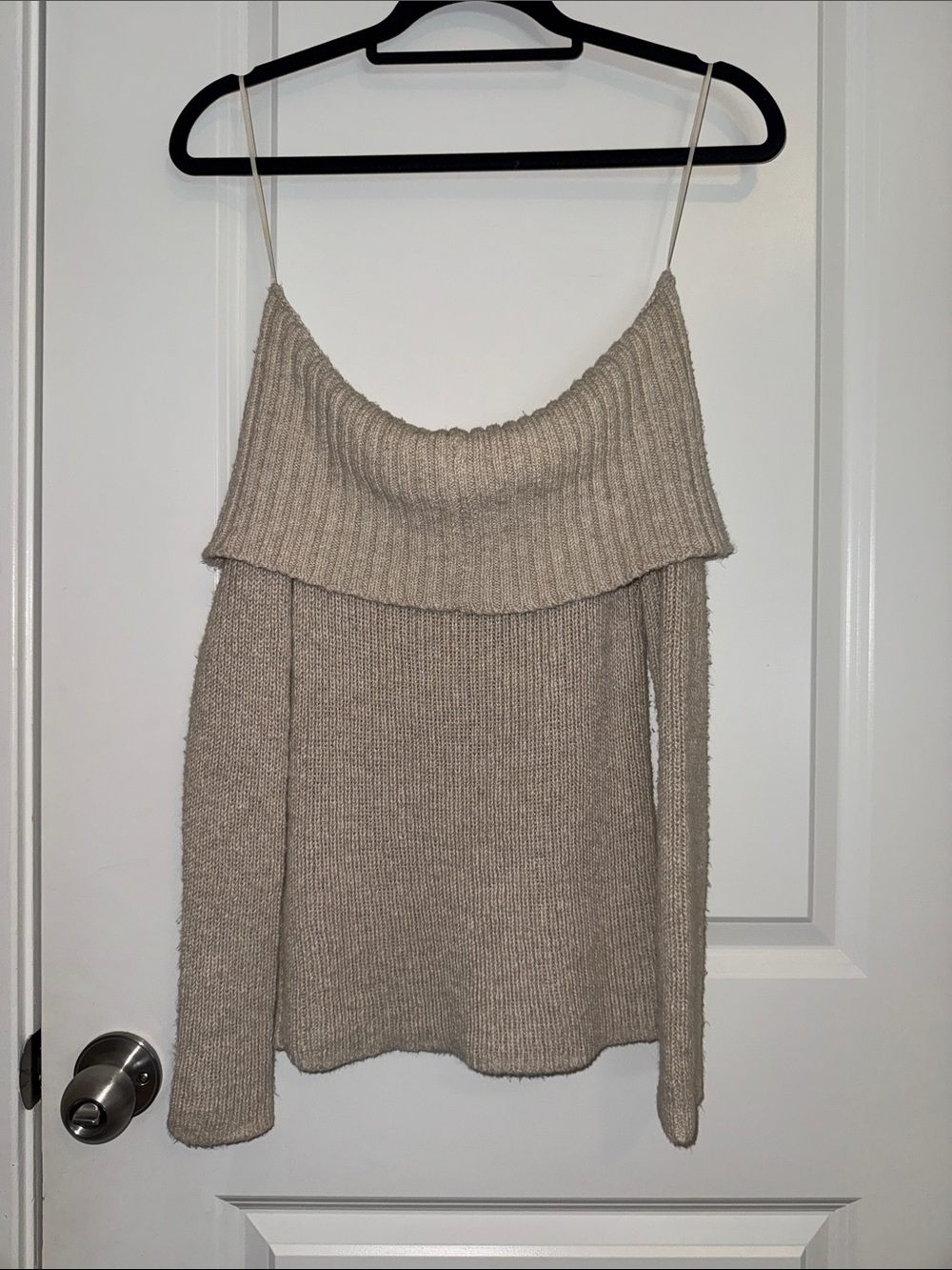 Hollister tan off the shoulder sweater XS